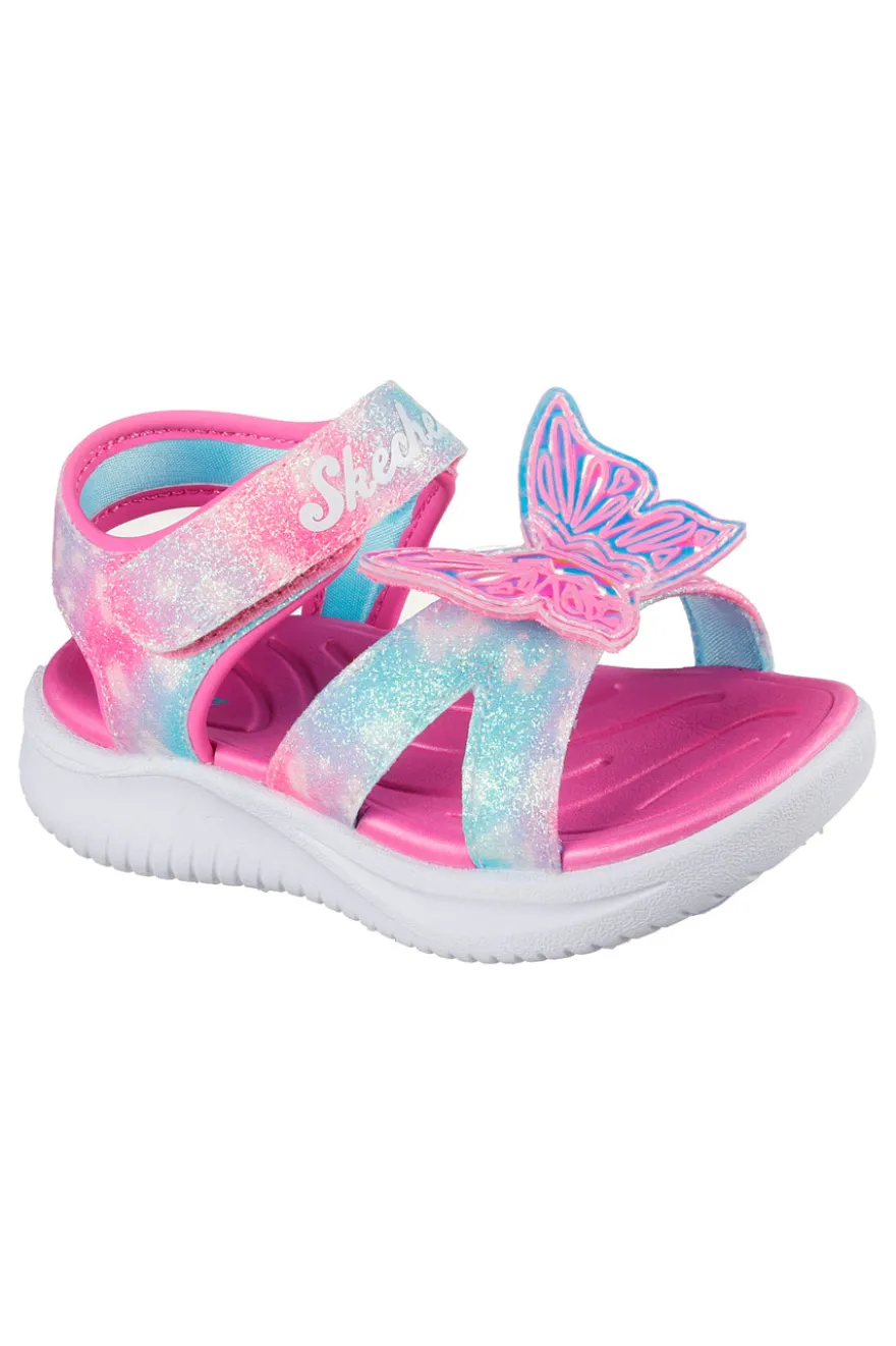 Sandali rosa con farfalla luminosa Skechers Jumpsters Sandal Butterfly Brights