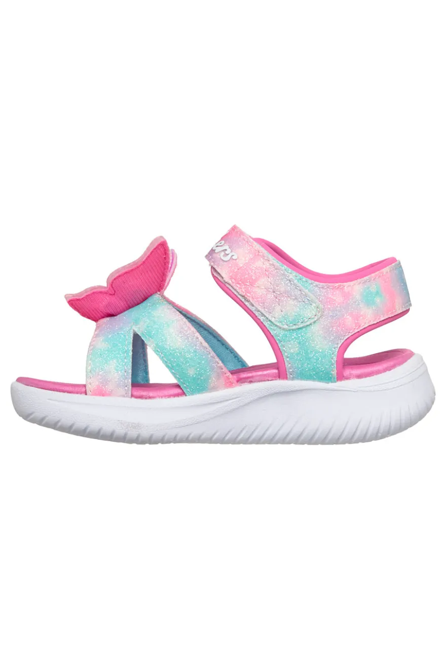 Sandali rosa con farfalla luminosa Skechers Jumpsters Sandal Butterfly Brights