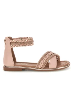 Sandali rosa con fasce incrociate glitter e cerniera Grazie girl 15023
