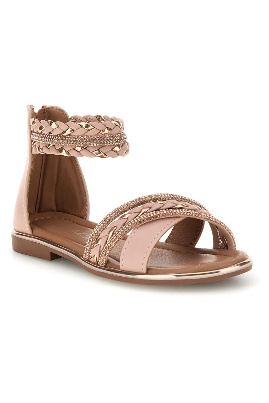 Sandali rosa con fasce incrociate glitter e cerniera Grazie girl 15023
