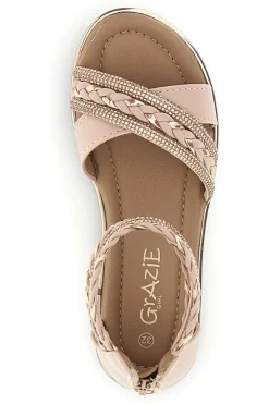 Sandali rosa con fasce incrociate glitter e cerniera Grazie girl 15023