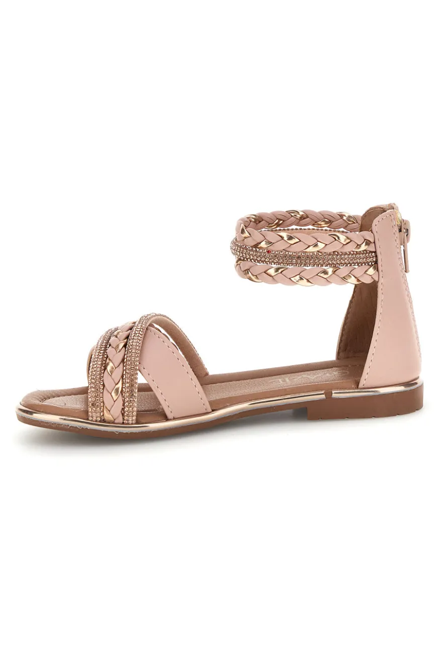 Sandali rosa con fasce incrociate glitter e cerniera Grazie girl 15023