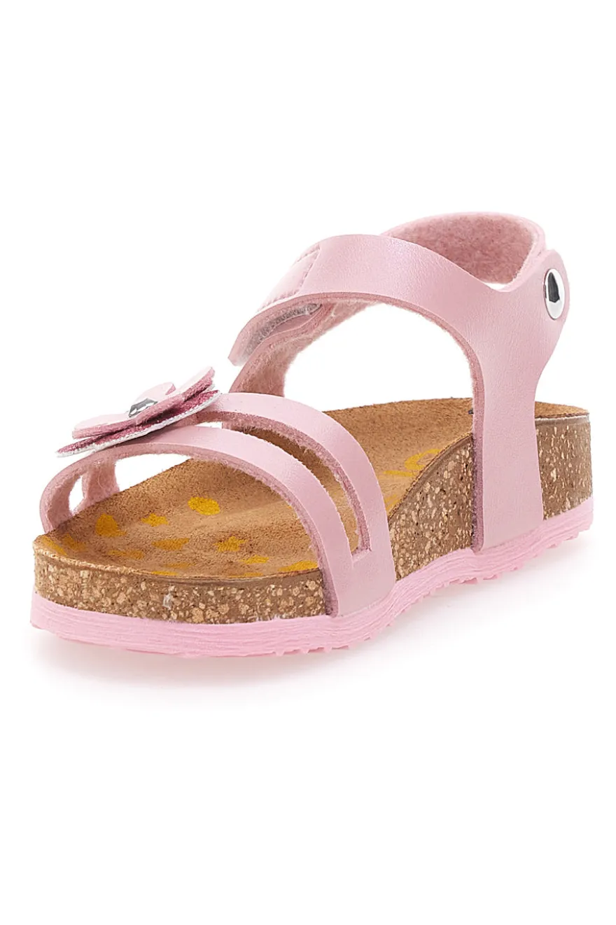 Sandali rosa con fiore decorativo e sottopiede comfort PITTARELLO BIO 257A005SR
