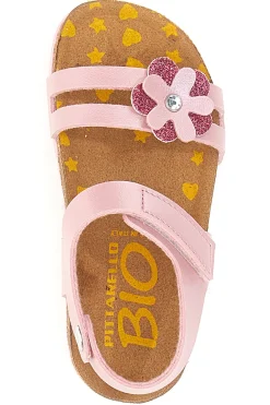 Sandali rosa con fiore decorativo e sottopiede comfort PITTARELLO BIO 257A005SR