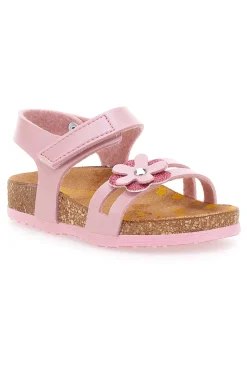 Sandali rosa con fiore decorativo e sottopiede comfort PITTARELLO BIO 257A005SR