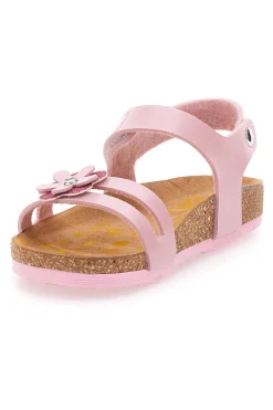 Sandali rosa con fiore glitter e plantare preformato Pittarello Bio 257A005SR