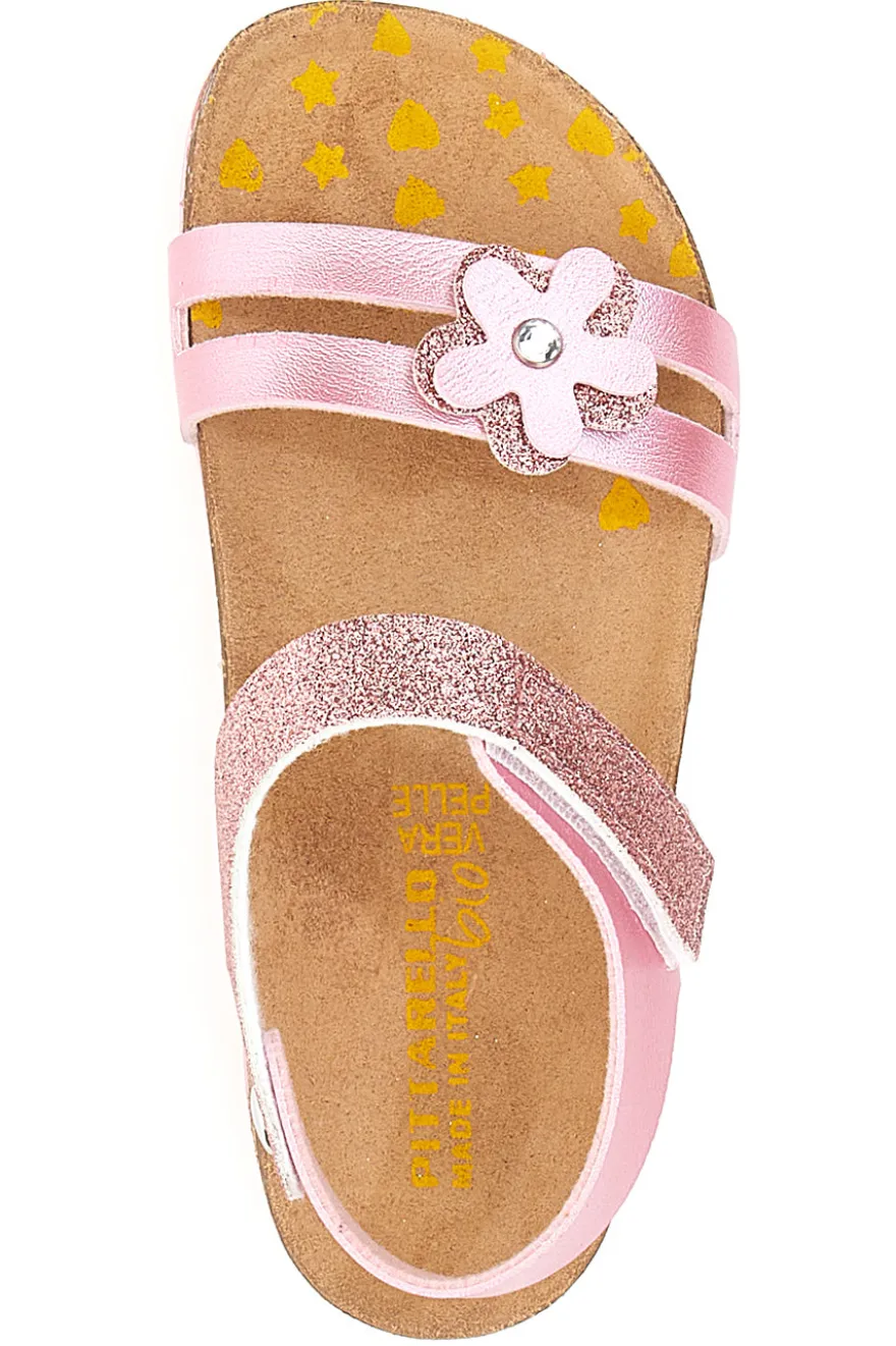 Sandali Rosa con Fiorellino Glitter Pittarello Bio 257005