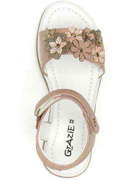Sandali Rosa con Fiori e Chiusura a Velcro GRAZIE GIRL 283348