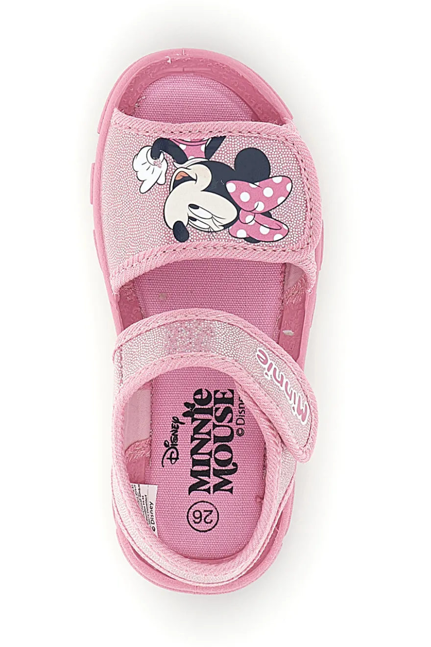 Sandali rosa con stampa Minnie e chiusura a strappo Minnie D3010815T