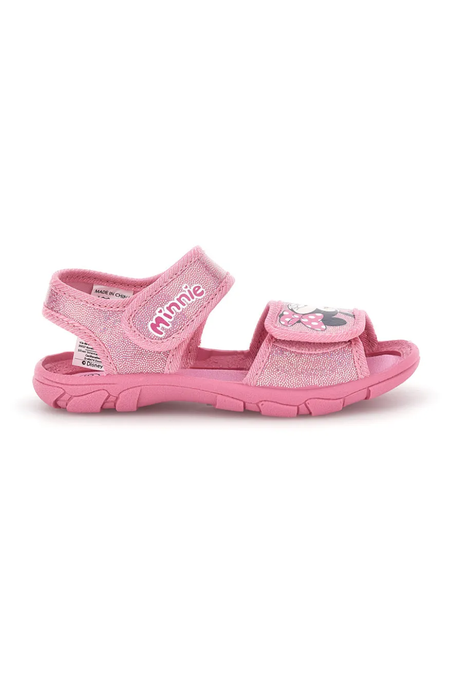 Sandali rosa con stampa Minnie e chiusura a strappo Minnie D3010815T