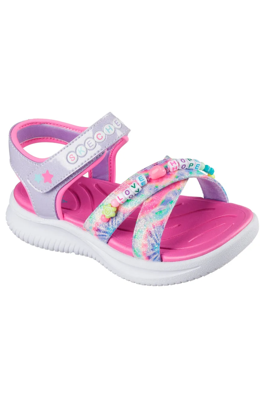 Sandali rosa con stampa tie dye Skechers Jumpsters Sandal Tie Dye Bffs