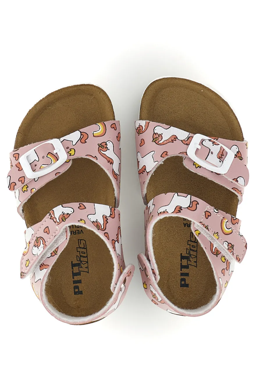 Sandali rosa con stampa unicorni doppia regolazione Pitt kids 47327uni