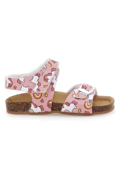 Sandali Rosa Con Strappi In Velcro Plantare In Pelle Pitt Kids 47327