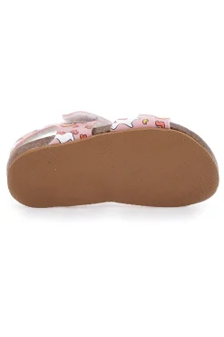 Sandali Rosa Con Strappi In Velcro Plantare In Pelle Pitt Kids 47327