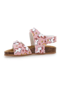 Sandali Rosa Con Strappi In Velcro Plantare In Pelle Pitt Kids 47327