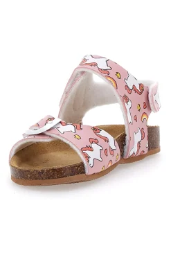 Sandali Rosa Con Strappi In Velcro Plantare In Pelle Pitt Kids 47327