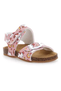 Sandali Rosa Con Strappi In Velcro Plantare In Pelle Pitt Kids 47327