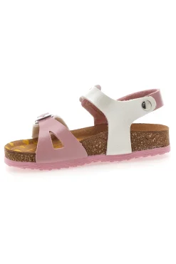 Sandali rosa e bianchi con fiocco glitter e plantare preformato Pittarello Bio 257A157SR