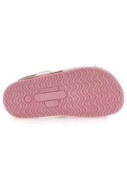 Sandali rosa e bianchi con fiocco glitter e plantare preformato Pittarello Bio 257A157SR
