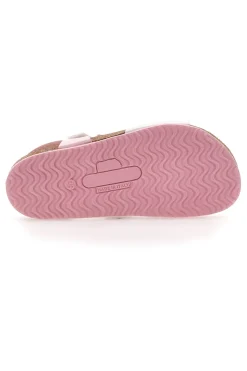 Sandali rosa e bianchi con fiocco glitter e plantare preformato Pittarello Bio 257A157SR