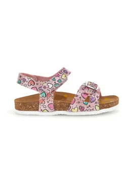 Sandali rosa fantasia cuoricini con fibbie Pittarello bio 257A084SR