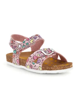 Sandali rosa fantasia cuoricini con fibbie Pittarello bio 257A084SR