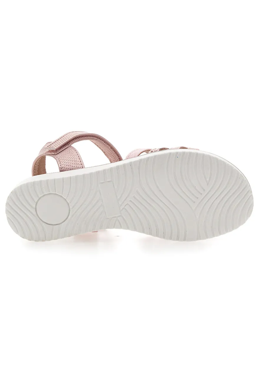 Sandali rosa metallizzato con fascette incrociate Pitt Kids 39G2546S