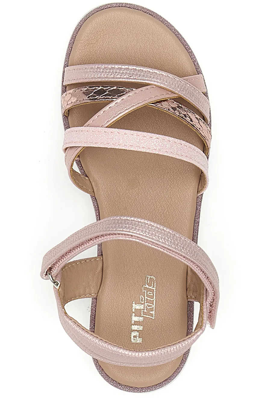 Sandali rosa metallizzato con fascette incrociate Pitt Kids 39G2546S
