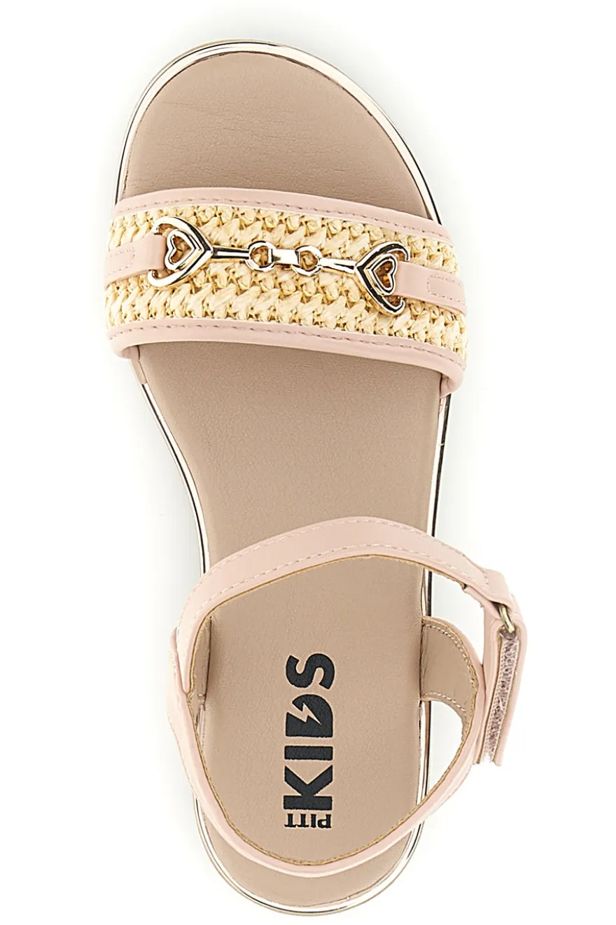 Sandali rosa morsetto oro cinturino regolabile Pitt kids 392636S