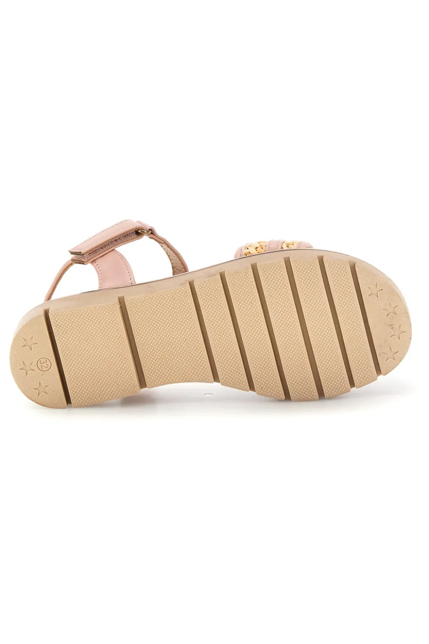 Sandali rosa morsetto oro cinturino regolabile Pitt kids 392636S