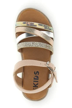 Sandali rosa oro fibbia regolabile Pitt kids 392633S
