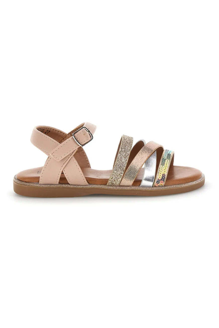 Sandali rosa oro fibbia regolabile Pitt kids 392633S