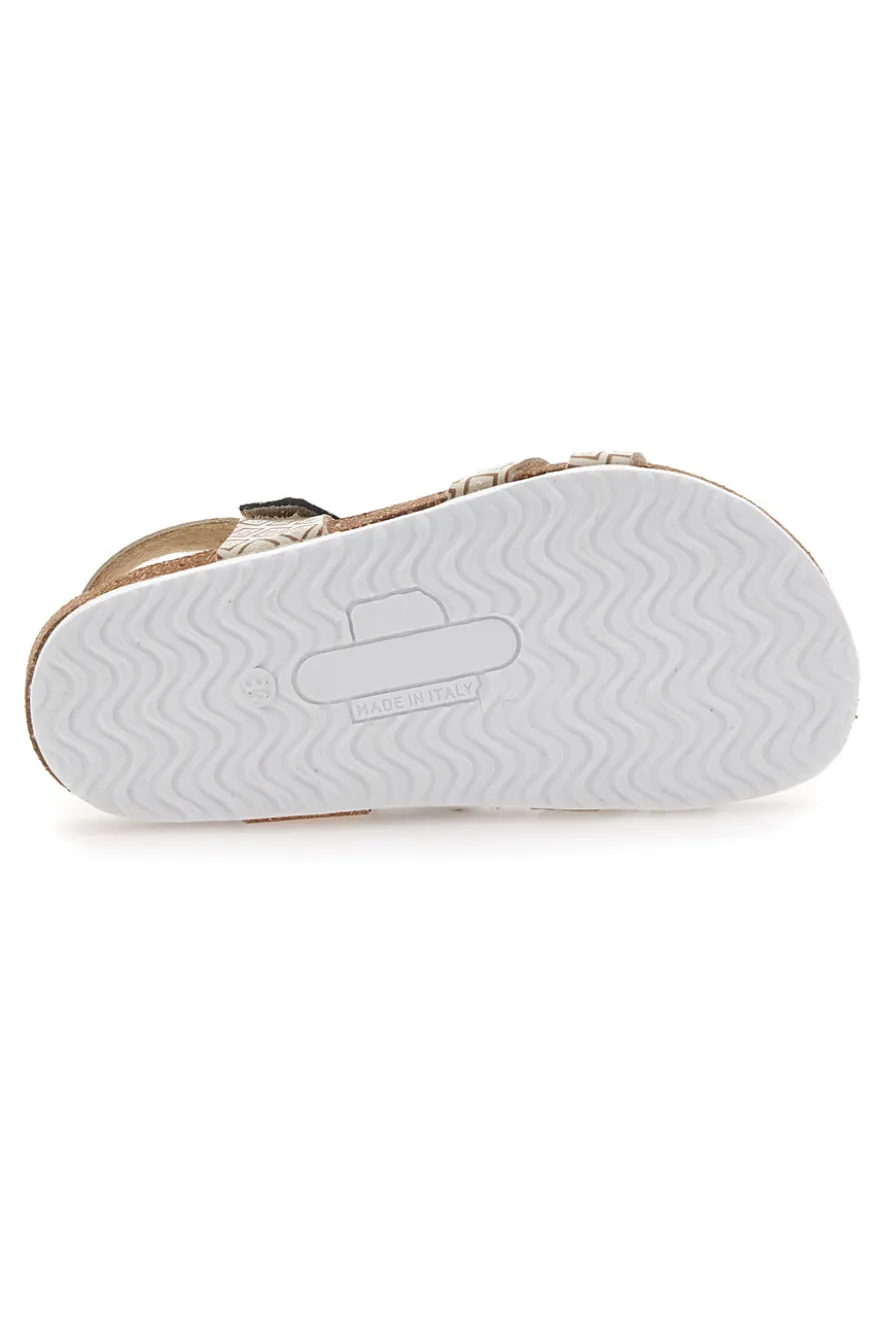 Sandali sabbia con doppia fascia glitter Pittarello Bio 257A712SR