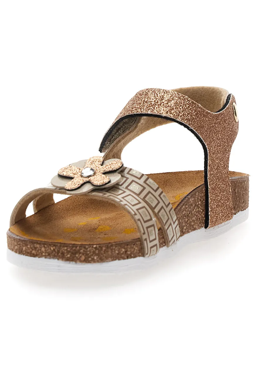 Sandali sabbia con doppia fascia glitter Pittarello Bio 257A712SR
