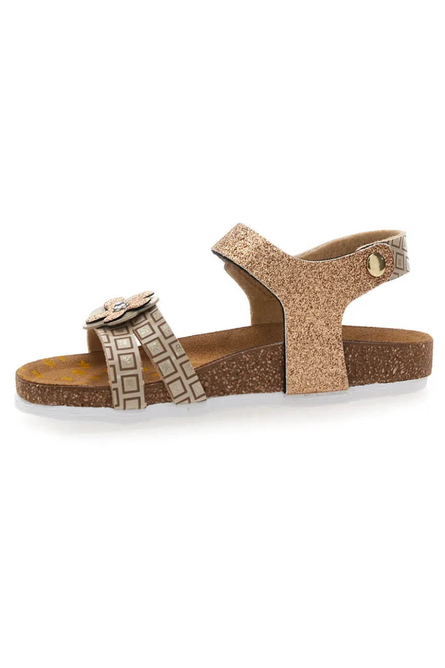 Sandali sabbia con doppia fascia glitter Pittarello Bio 257A712SR