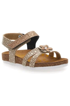 Sandali sabbia con doppia fascia glitter Pittarello Bio 257A712SR