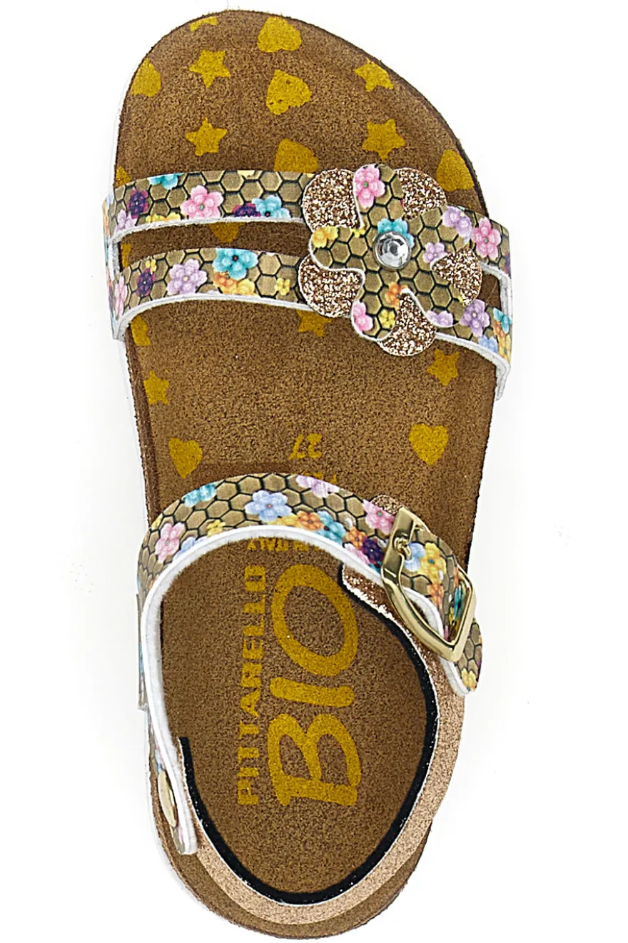Sandali sabbia con fiore glitter Pittarello Bio 257A007SR