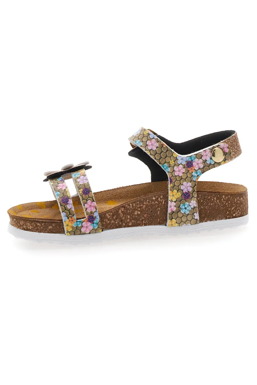 Sandali sabbia con fiore glitter Pittarello Bio 257A007SR