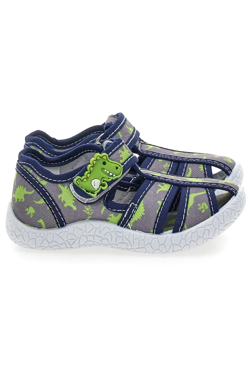 Sandali semiaperti blu fantasia dinosauri primi passi Pitt kids PK2492G