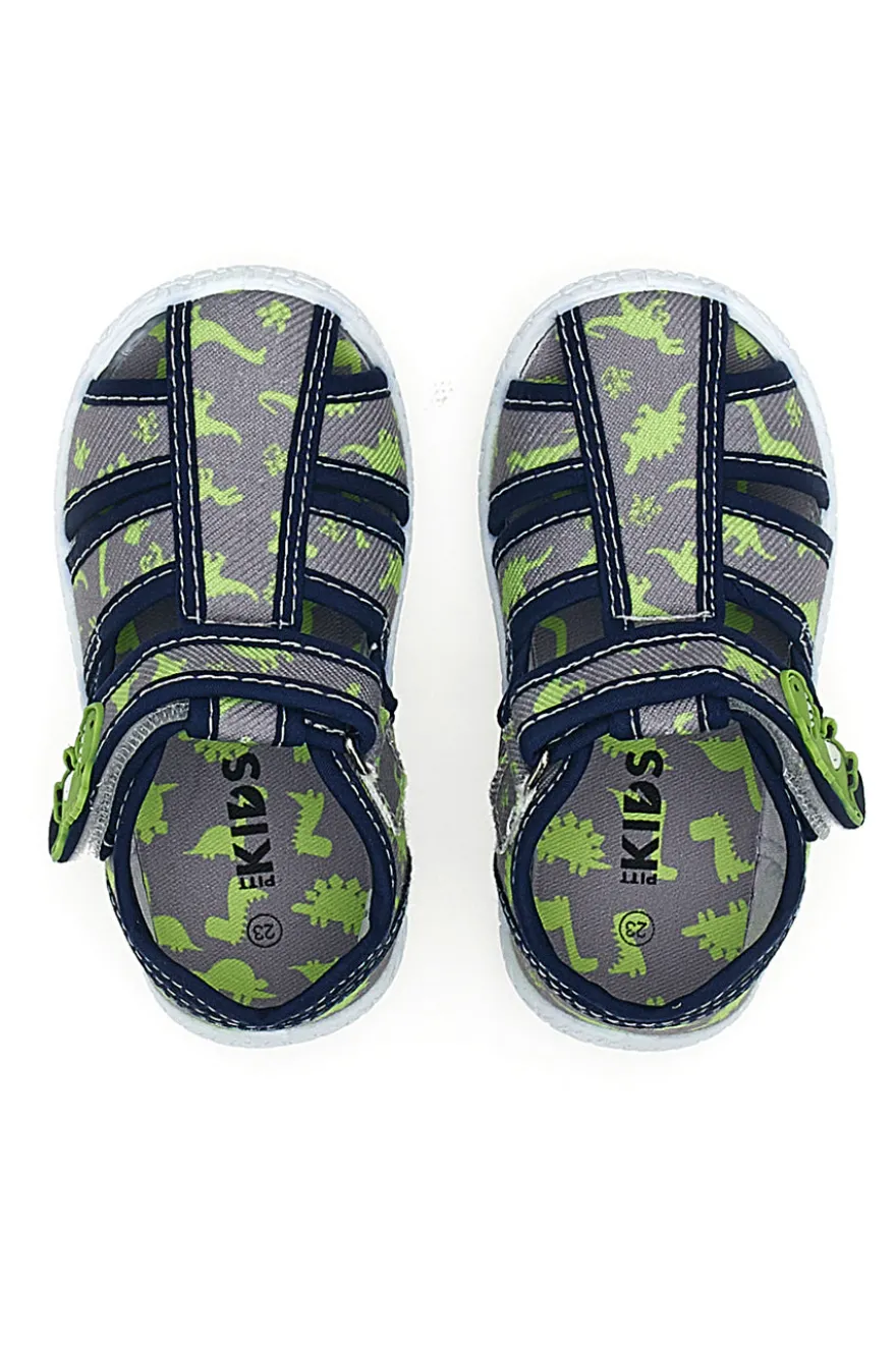 Sandali semiaperti blu fantasia dinosauri primi passi Pitt kids PK2492G