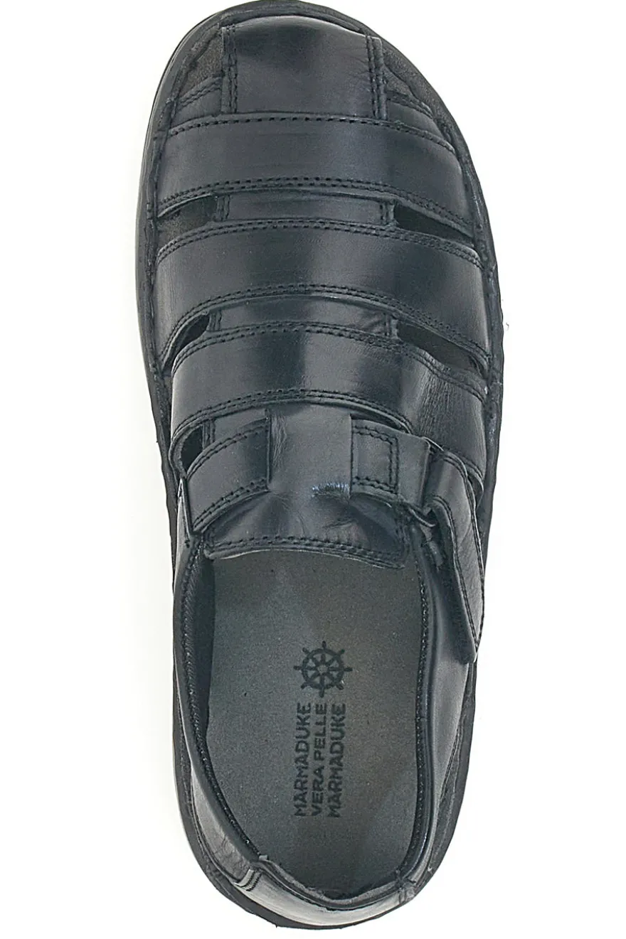 Sandali Semiaperti Neri Con Plantare In Vera Pelle Marmaduke 3336