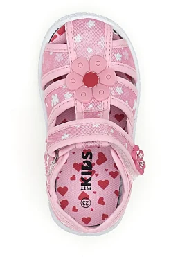 Sandali semiaperti rosa fantasia floreale primi passi Pitt kids PK2876C
