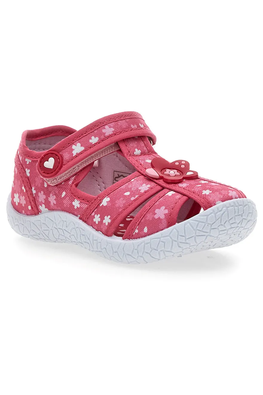 Sandali semiaperti rosa fantasia floreale primi passi Pitt kids PK2877A