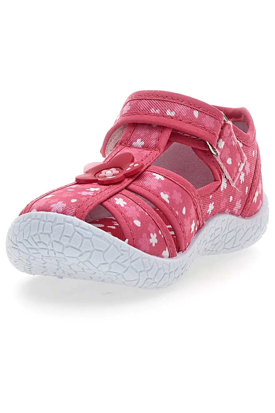 Sandali semiaperti rosa fantasia floreale primi passi Pitt kids PK2877A