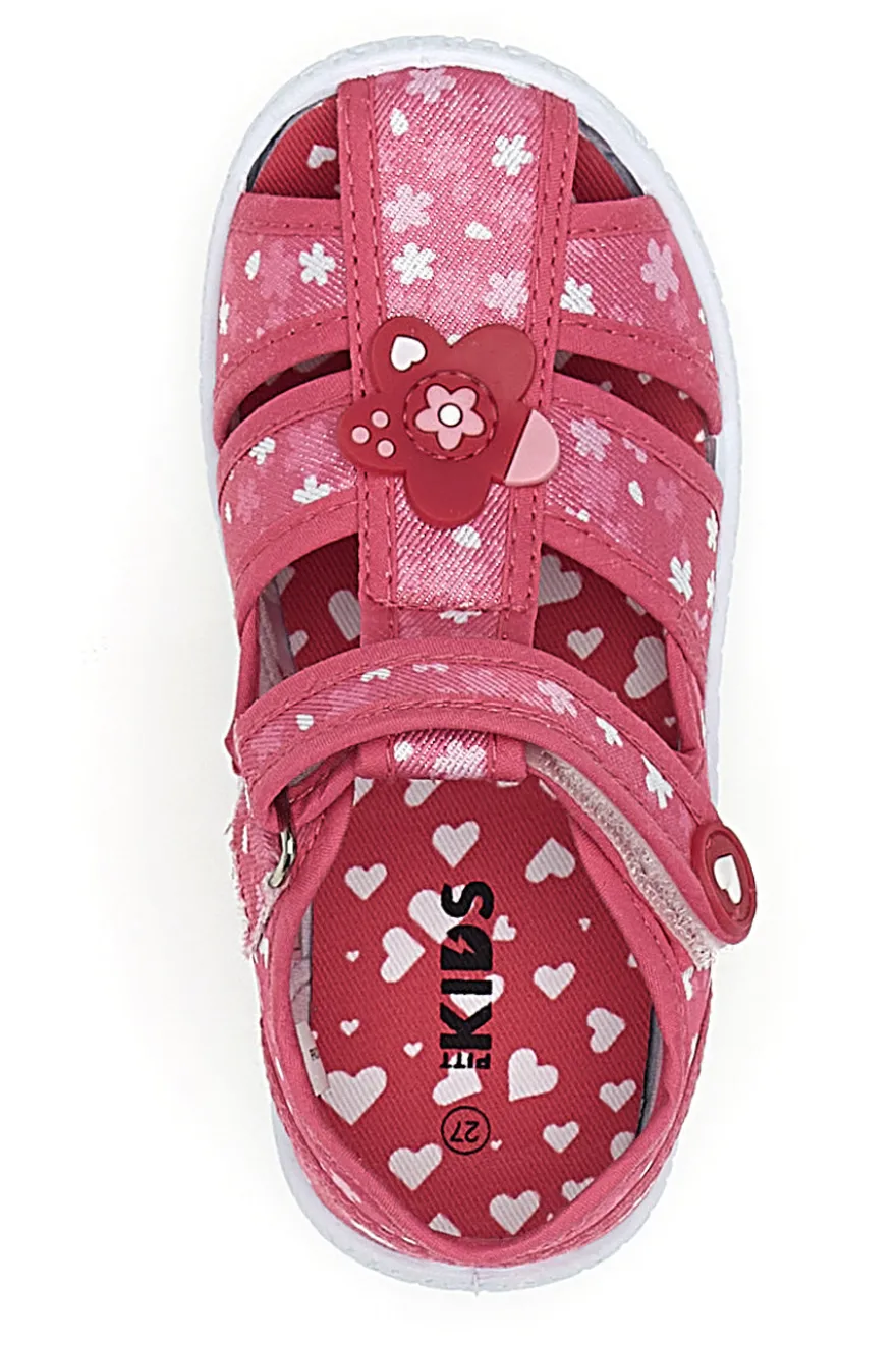 Sandali semiaperti rosa fantasia floreale primi passi Pitt kids PK2877A