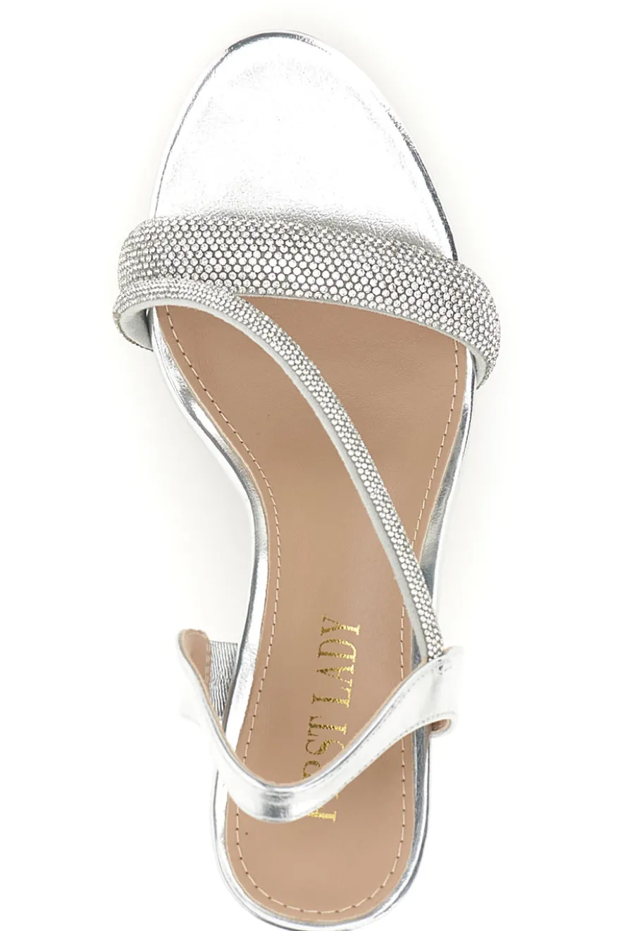 Sandali silver con strass tacco alto First Lady P704