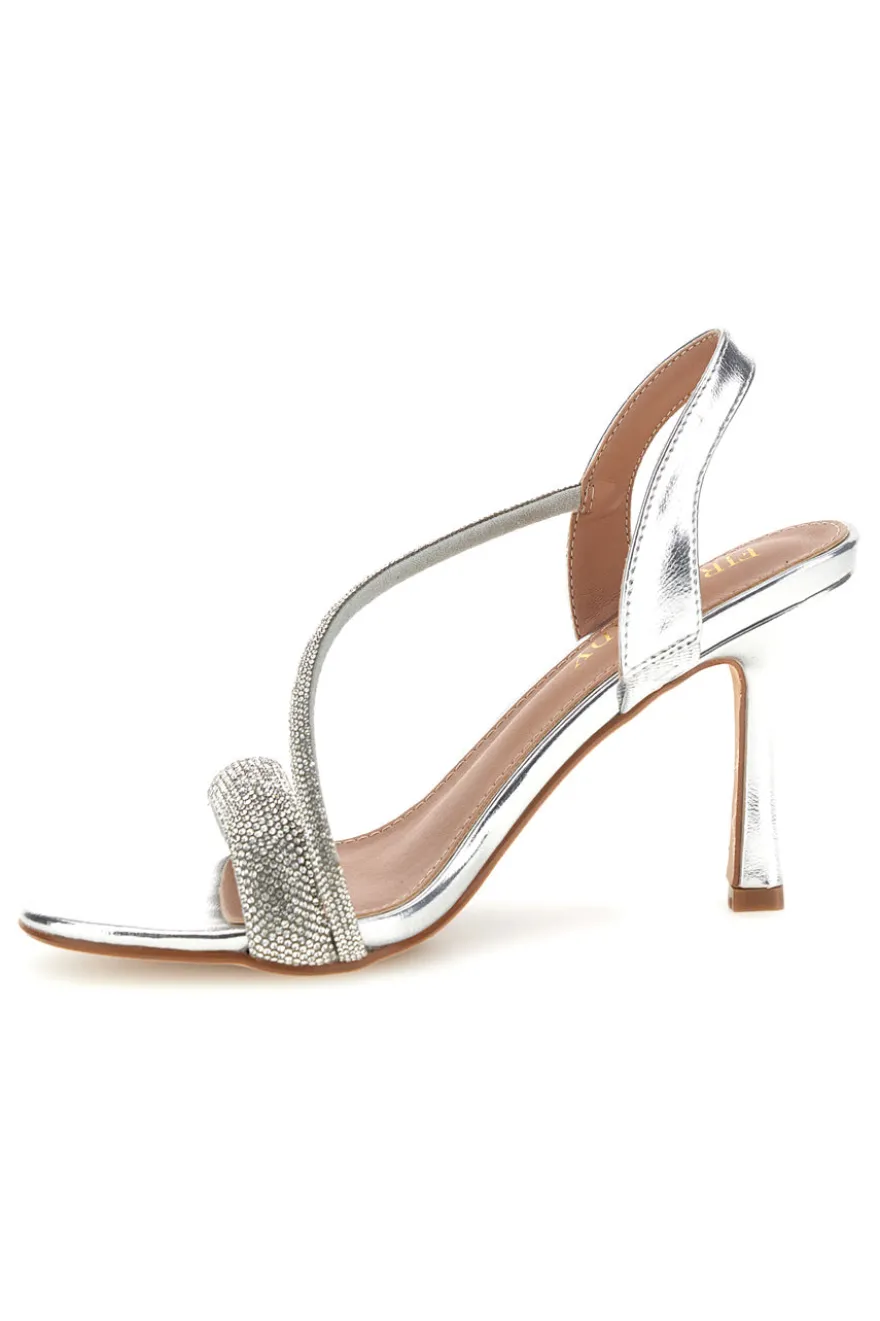 Sandali silver con strass tacco alto First Lady P704