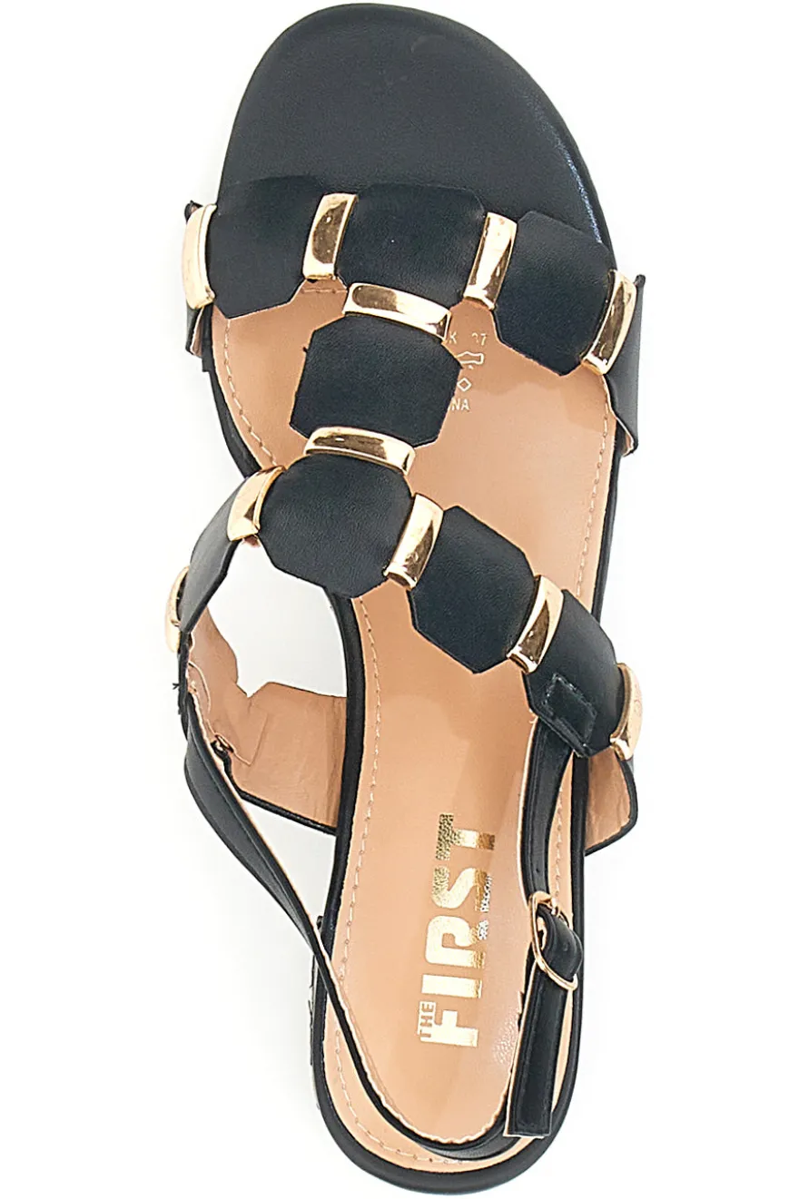 Sandali Sling-Back Neri Con Tacco The First 22162