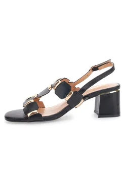 Sandali Sling-Back Neri Con Tacco The First 22162