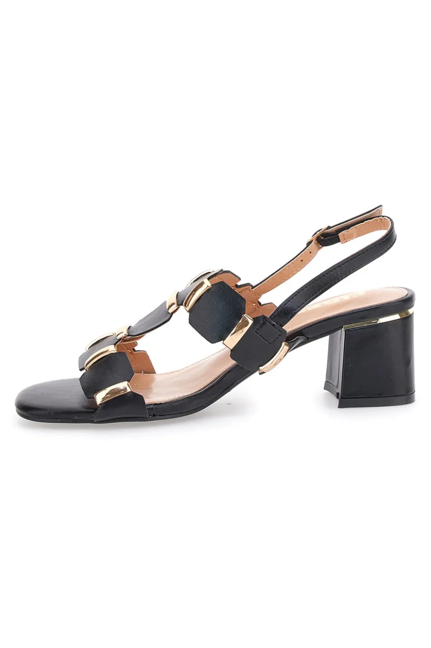 Sandali Sling-Back Neri Con Tacco The First 22162